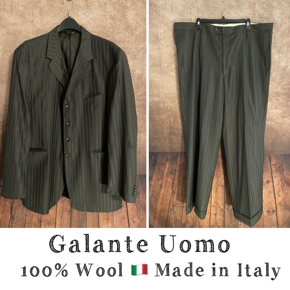Galante Uomo~100% Wool Suit~ITALY~Super 120’s~measurements in details~EUC